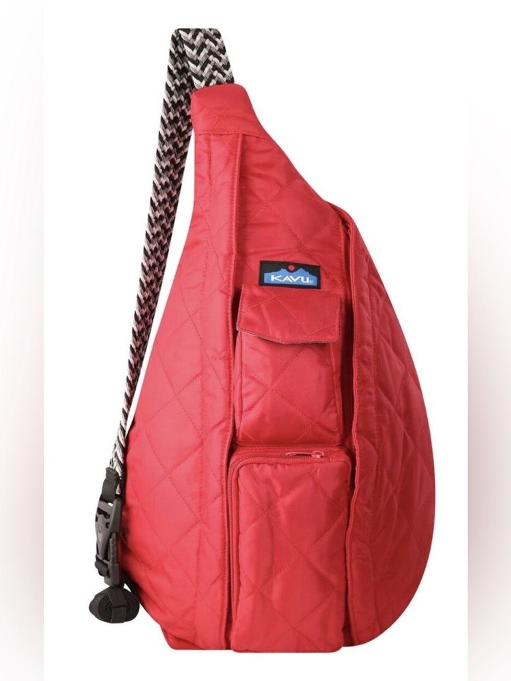 KAVU Rope Puff Bag Sling Crossbody Backpack Travel Quilted Purse Scarlet New